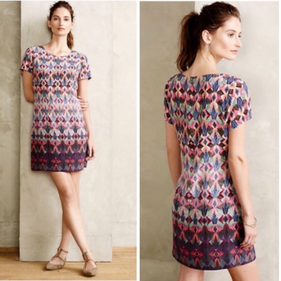 Anthropologie Dresses & Skirts - Kachel Geometric Diamond Scope Silk Shift Dress